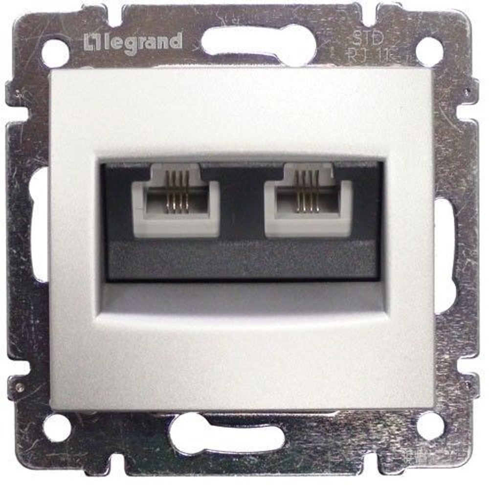 Розетка телефонная двойная RJ11 алюминий Valena Classic LEGRAND