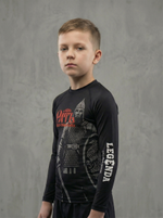 Рашгард детский черный с длинным рукавом Рать2 красная