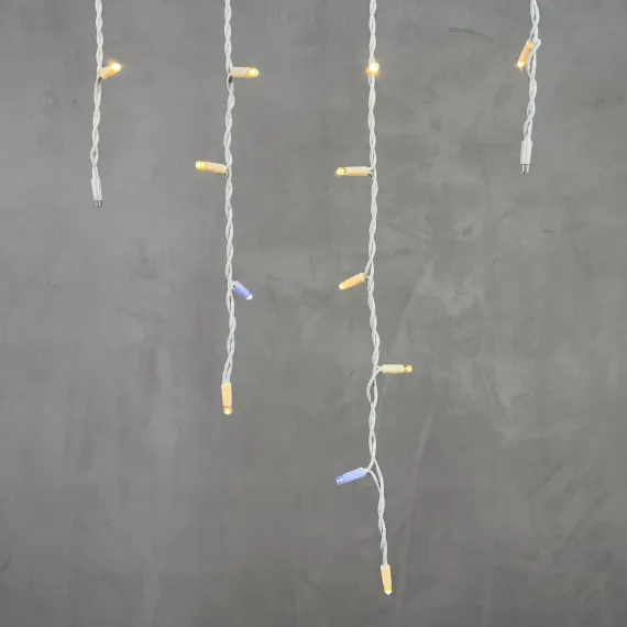 Светодиодная бахрома с колпачком 3,2*0,9 м., 168 теплых белых LED ламп, мерцание, каучуковый белый провод, LTC (LL168BLW-8-2WW)