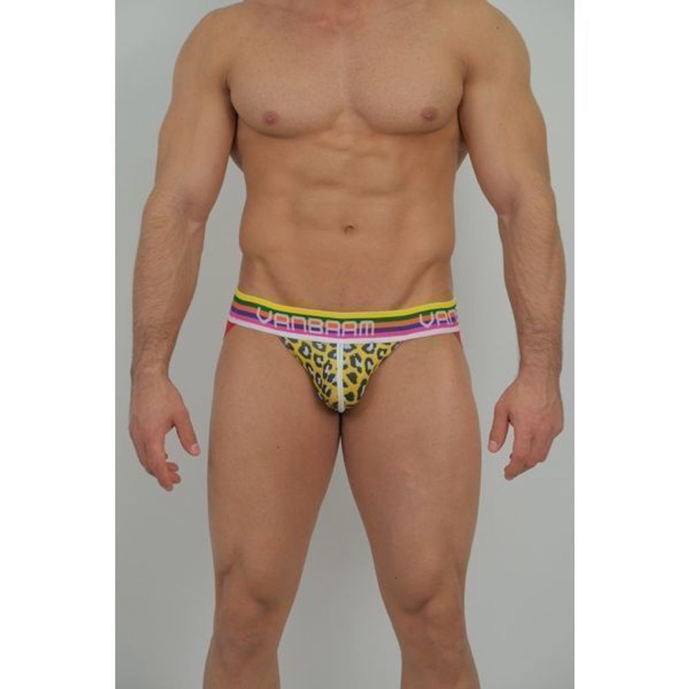 Мужские джоки оранжевые с леопардовым принтом Van Baam VB-43609