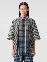 Рубашка со складками из разных тканей OLA OLA