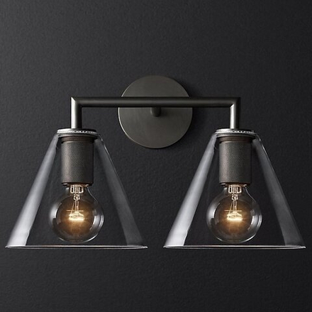 Бра Rh Utilitaire Funnel Shade Double Sconce Black By Imperiumloft