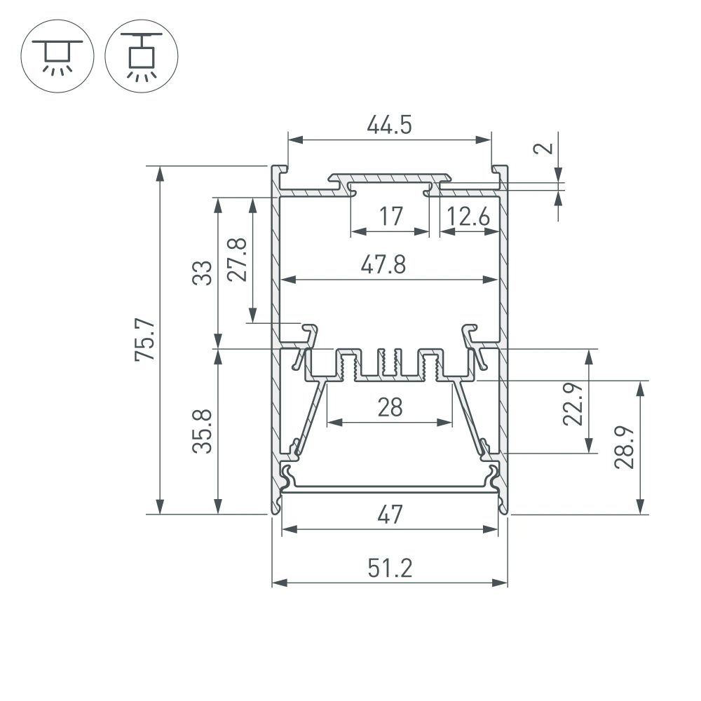Профиль LINE-5075-HONEYCOMB-2000 BLACK (Arlight, Алюминий) 044874