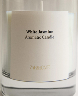 Zara Home Свеча ароматическая White Jasmine 200 г, растительный воск, аромат цветочный, Розовый
