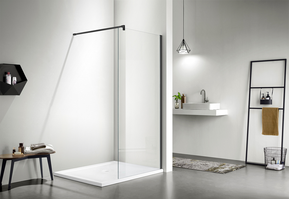 Душ перегородка Azario CHICAGO Walk-in 800x1950 прозрач стекло 8 мм, черный 81180