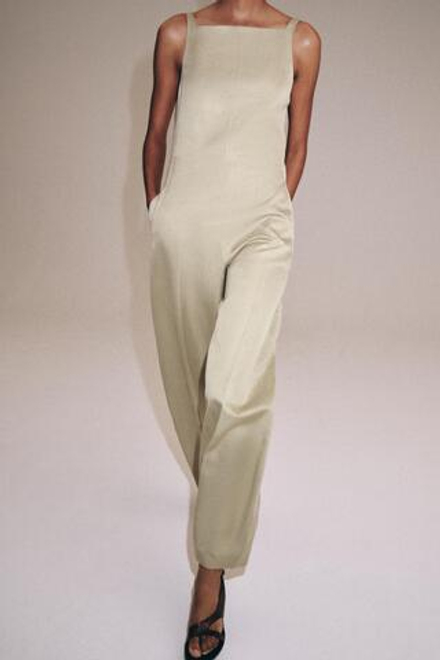 ZARA КОМБИНЕЗОН С ОТКРЫТОЙ СПИНОЙ — ZW COLLECTION, БЕЖЕВЫЙ