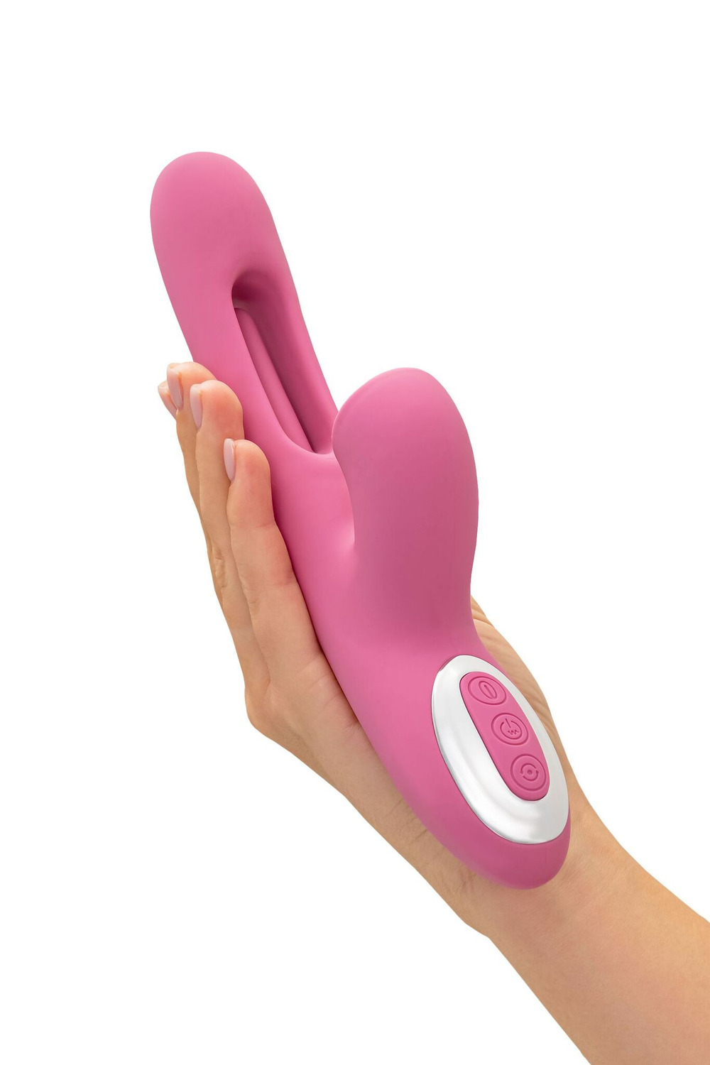 Розовый вибратор с двигающимся язычком и стимулирующим шариком Monti - 24 см. (Цвет: розовый)