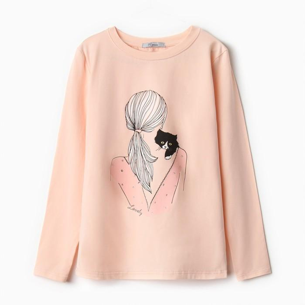 Лонгслив для девочек А.16-126-1. персик, р. 140 9883937