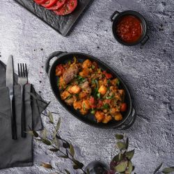 Блюдо овальное 22,5*15 см h4 см 500 мл с ручками Smooth   P.L. Proff Cuisine [1]