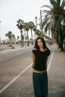 ZARA АСИММЕТРИЧНЫЙ ТОП СО СБОРКАМИ, ТЕМНО-КОРИЧНЕВЫЙ