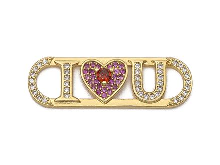 Коннектор-подвеска "I love you" 30мм, со стразами