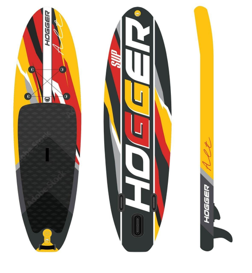 SUP доска HOGGER 9" надувная прогулочная, drop-stich технология красный