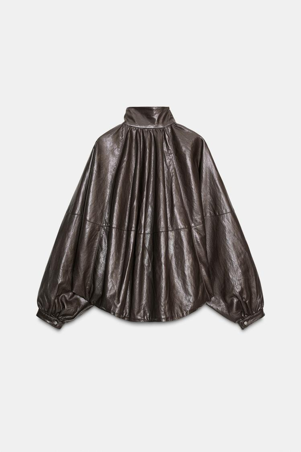 ZARA БОМБЕР ИЗ ИСКУССТВЕННОЙ КОЖИ — ZW COLLECTION, СЕРО-КОРИЧНЕВЫЙ