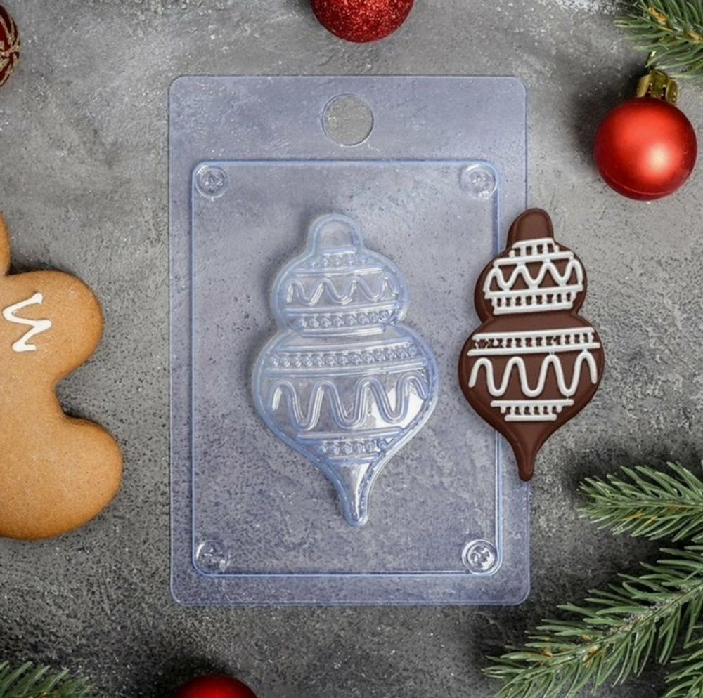 Пластиковая форма для шоколада новогодняя "Ёлочная игрушка"