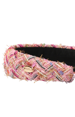 Ободок твидовый розовый