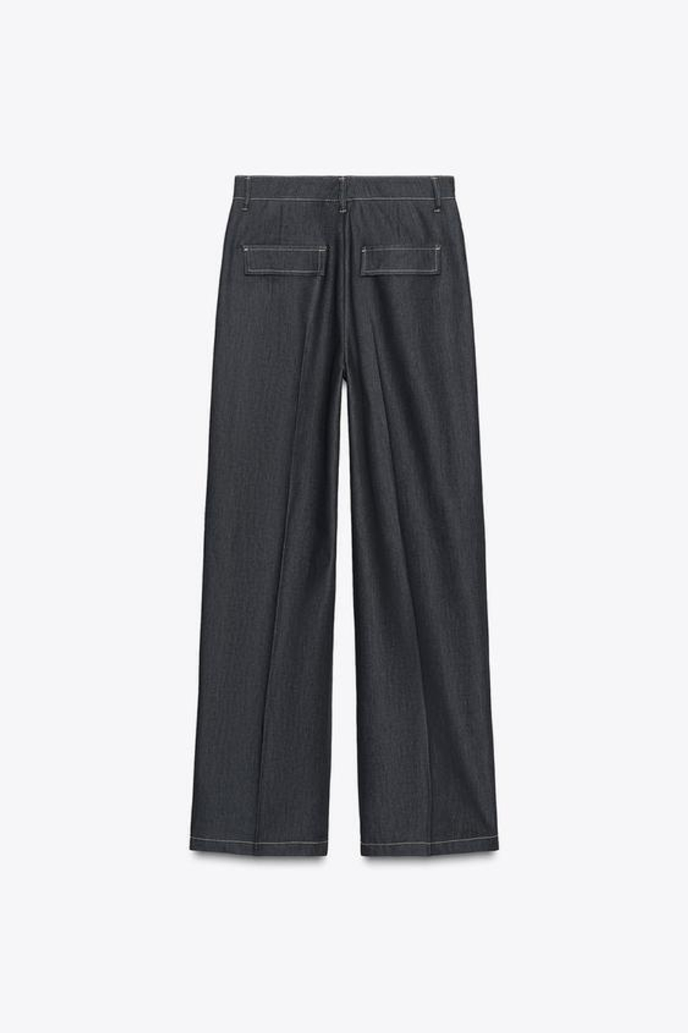 ZARA БРЮКИ ПРЯМОГО КРОЯ СО СТРЕЛКОЙ, ИНДИГО