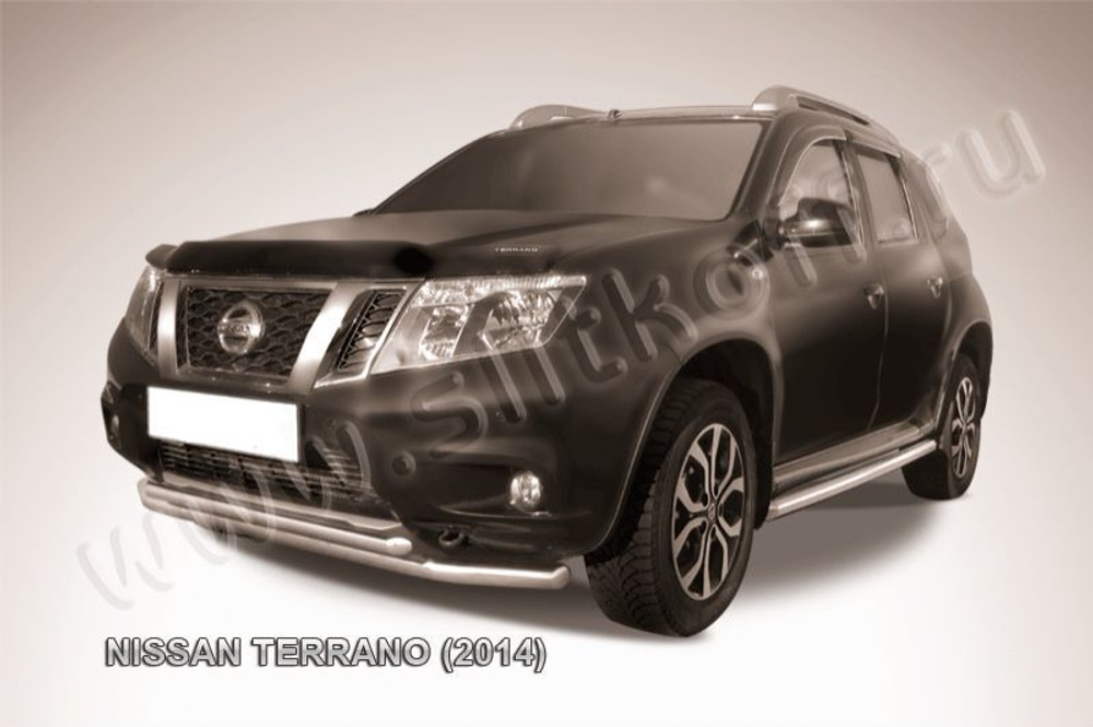 Защита переднего бампера (нержавейка) Nissan Terrano (2014-2023) d57+d42