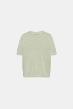 ZARA ТРИКОТАЖНЫЙ ТОП С КОРОТКИМИ РУКАВАМИ, СЕРЫЙ