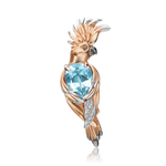 Брошь «Попугай» из красного золота c топазом и натуральными топазами white Артикул: 04-0229-00-201-1110-57