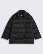 Пуховик двубортный укороченный из итальянского нейлона черный