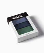 Мужские трусы шорты Atlantic, набор из 3 шт., хлопок, светлый деним + индиго + тёмно зеленые, 3MH-011