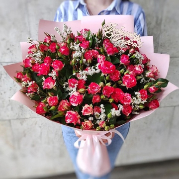 Букет из 9 кустовых роз сорта "Фаер Вокс" (Fire works)