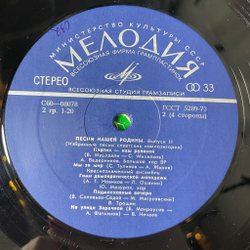 Винтажная виниловая пластинка LP Сборник Избранные Песни Советских Композиторов. Выпуск № 2 (СССР 1975) (Хиль, Бернес, Богатиков, Трошин)