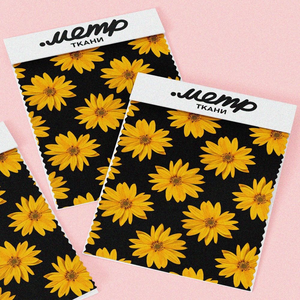 Ткань дюспо жёлтые цветы на чёрном