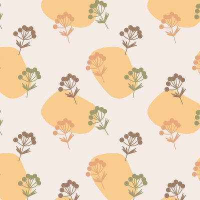 Цветы на светлом фоне с желтыми кругами