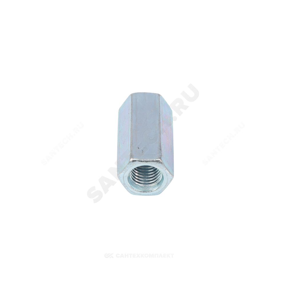 Гайка удлиненная стальная оц М20х60 к.п. 5 шестигранная DIN 6334