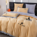 КПБ Сатин-Шелк Я IN LOVE на резинке LVR009, Евро, 4 наволочки, простынь 140*200*30
