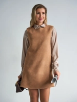 Платье сарафан офисное замшевое А силуэт