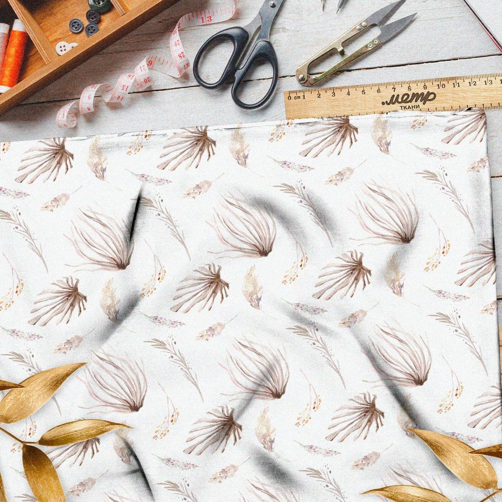 Ткань атлас растения минималистичные