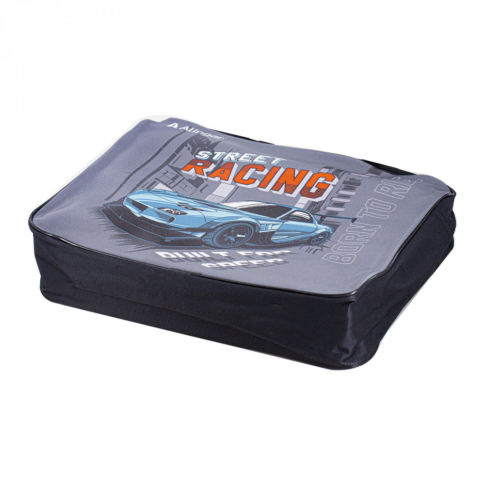 Папка с ручками 1 отделение, А4 260х340х80 мм, Alingar, ПВХ, ручки тесьма, дизайн с одной стороны, молния сверху, внутр. карман, "Гонки"