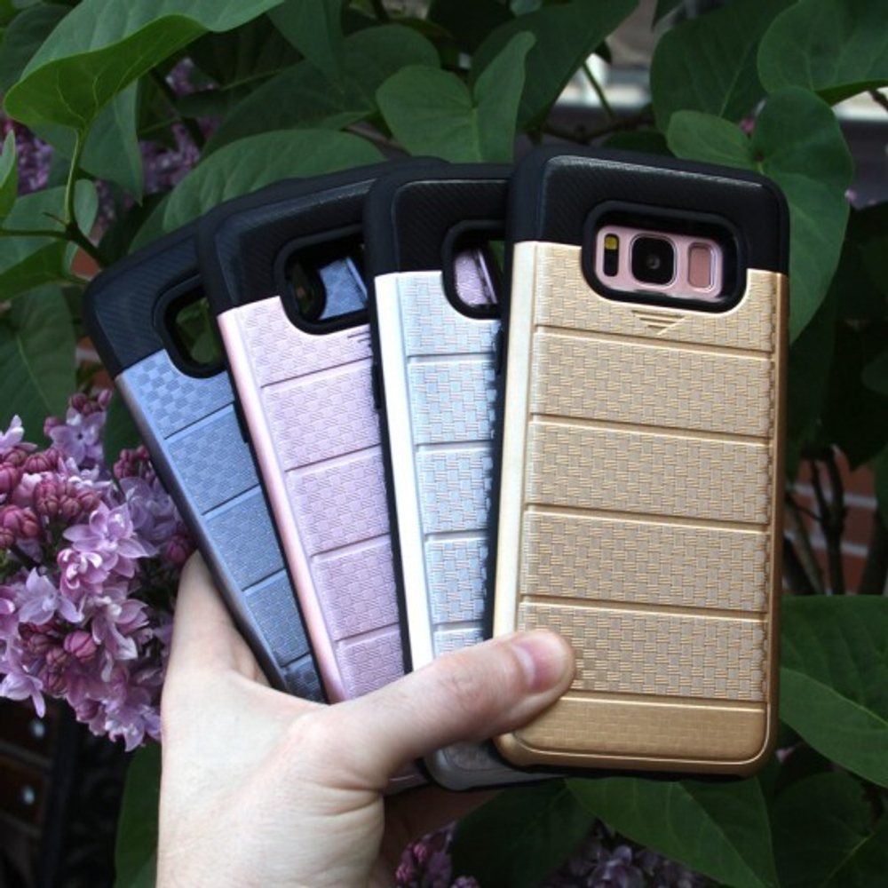 Чехол с вырезами под пластиковые карты для Samsung Galaxy S8 Plus, 009464 Розовое золото