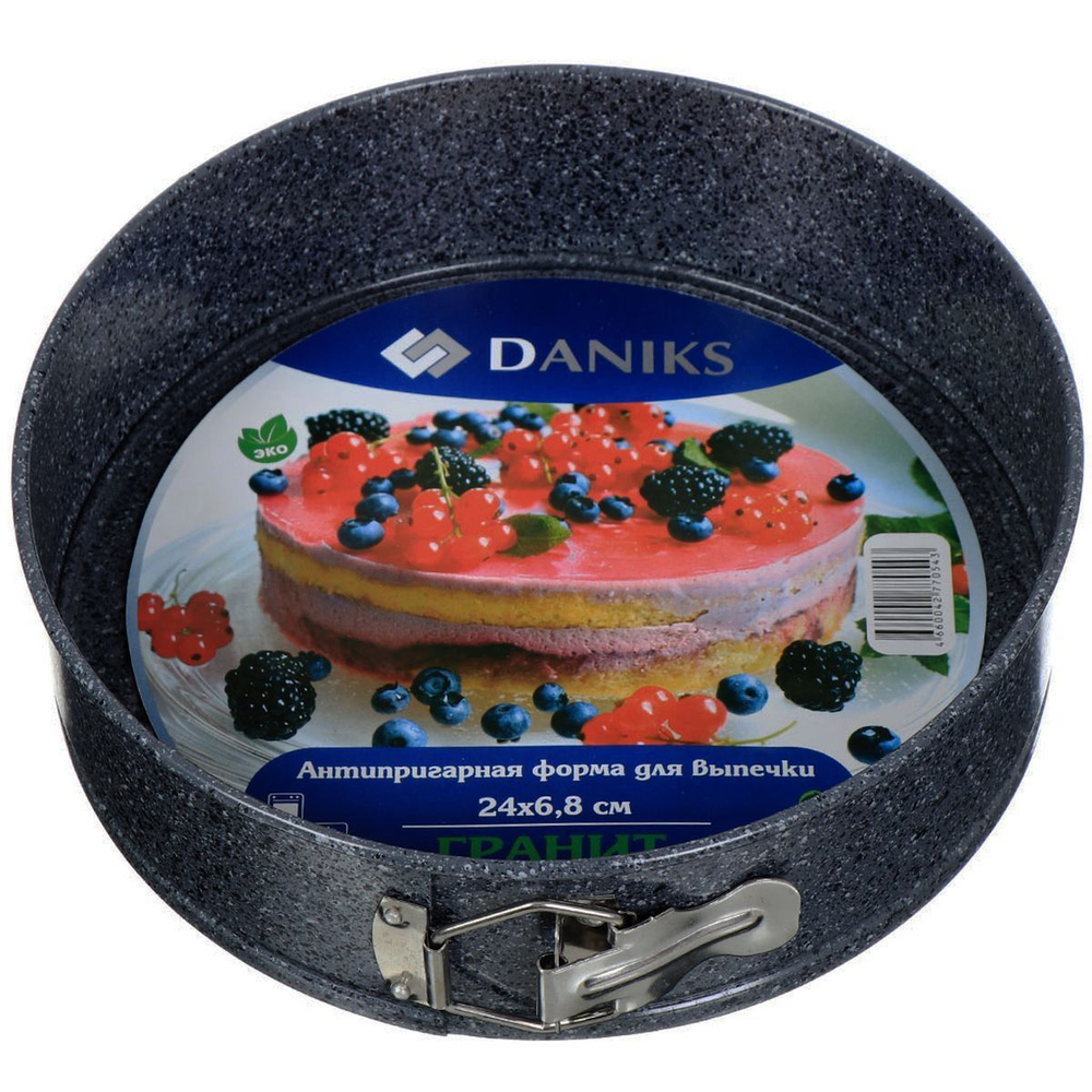 Форма для выпечки сталь, 24х24х6.8 см, антиприг, кругл, разъем, Daniks, Гранит, K-803-LSC