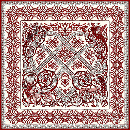 Шаль "Русское сердце", 100% шелк