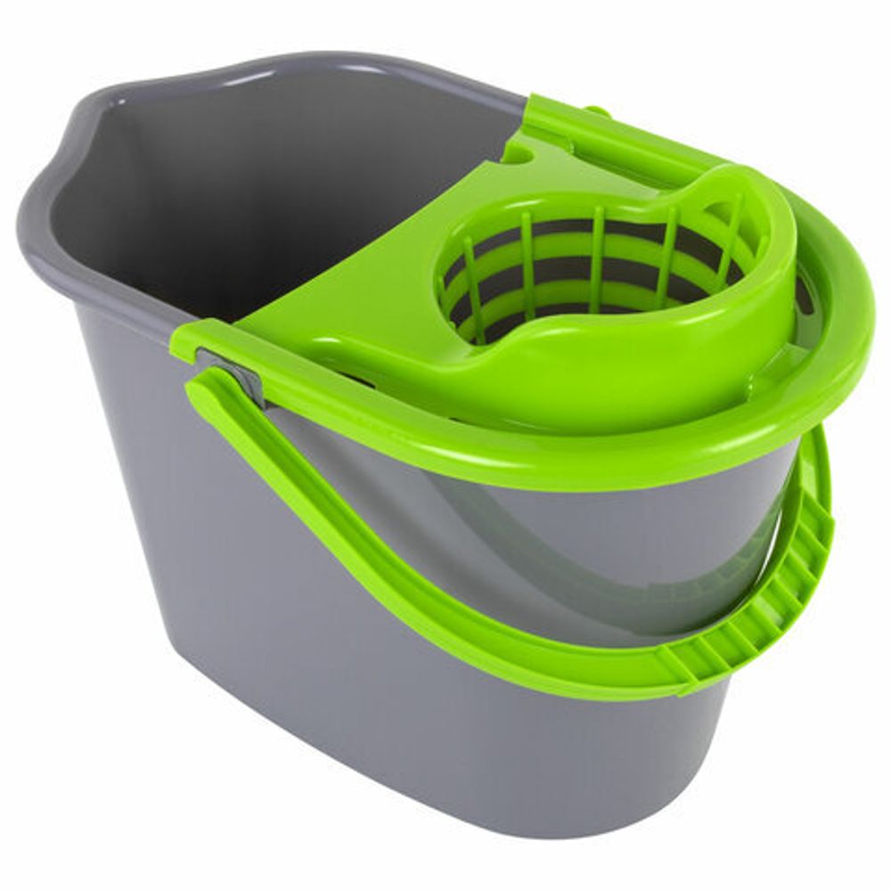 Ведро 10 л для уборки КОМПЛЕКТ с ОТЖИМОМ для веревочных и ленточных МОПов, 24х35х24 см, YORK, 70020