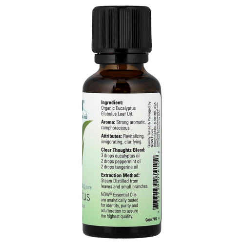 NOW Foods, органические эфирные масла, эвкалипт, 30 мл (1 жидк. унция)