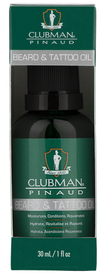 Clubman Beard and Tattoo Oil Масло для бороды и татуировок (с доб. арганы, макадамии, моринги),30 мл