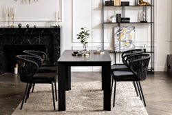 "Венето" обеденная группа на 4 персоны со стульями "Милан", каркас темно-серый, роуп темно-серый