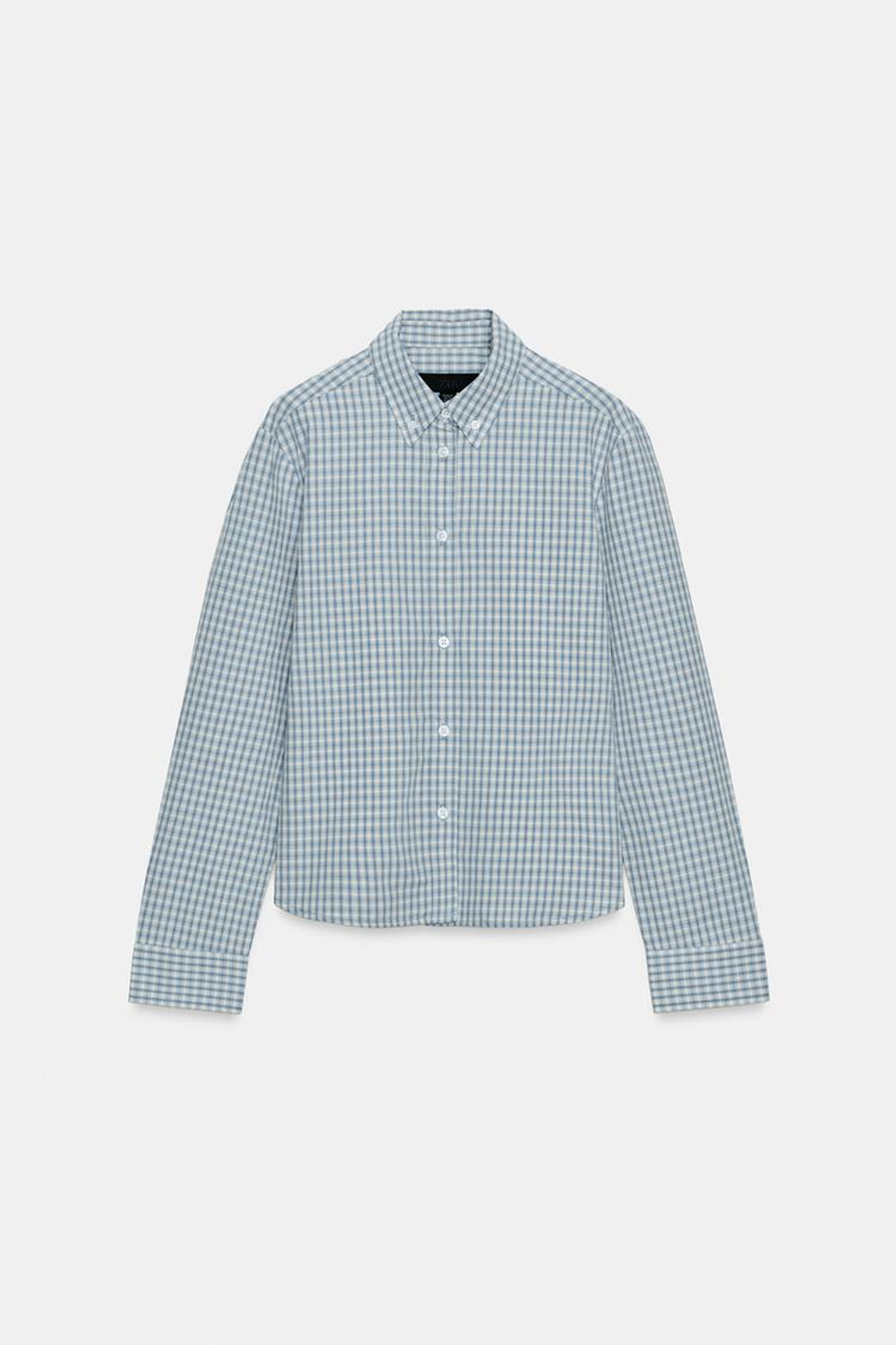 ZARA ПРИТАЛЕННАЯ РУБАШКА В КЛЕТКУ, СИНИЙ/БЕЛЫЙ
