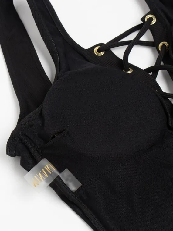 Купальник женский слитный MINAKU однотонный, цвет чёрный, размер 48