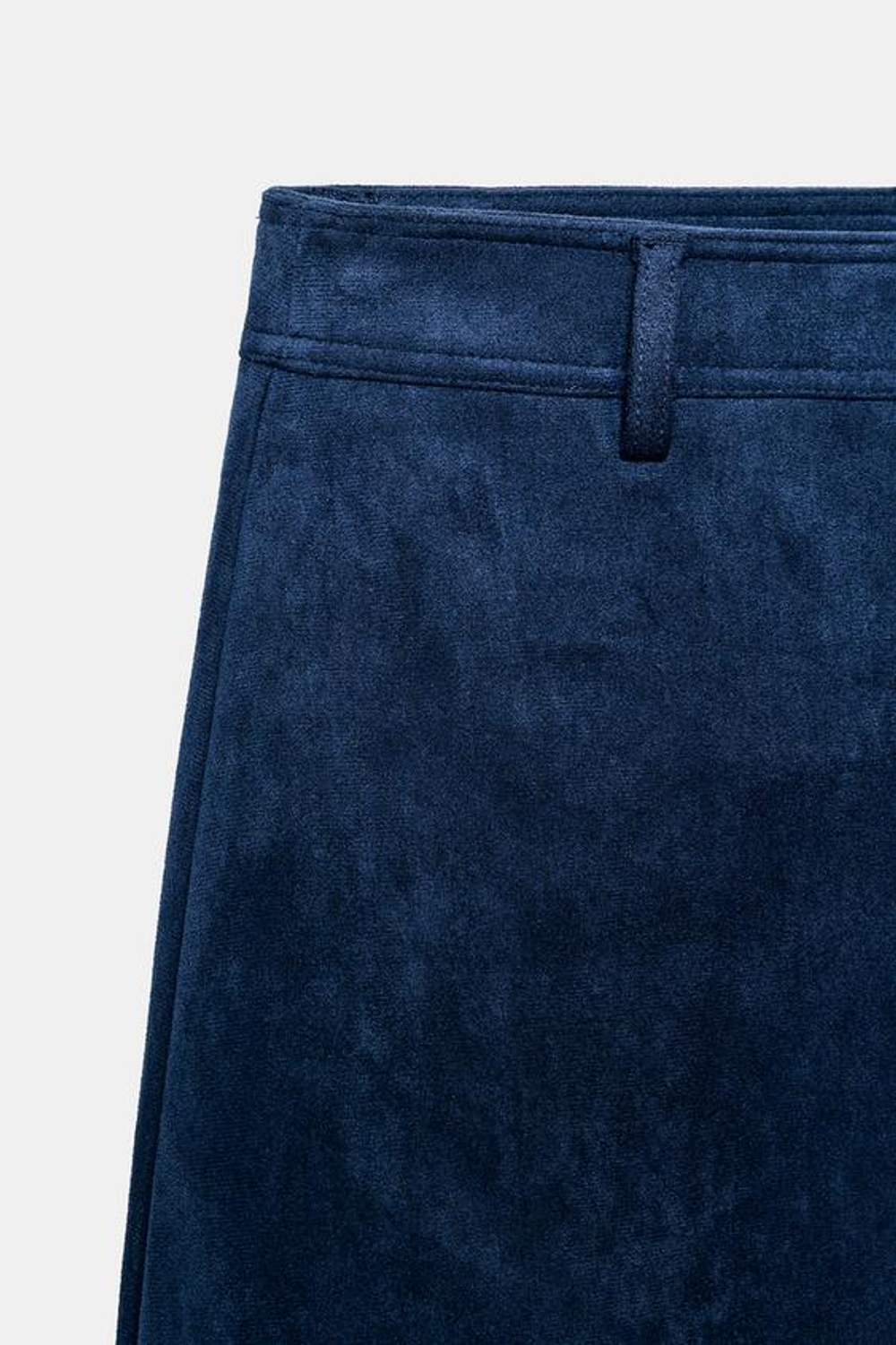 ZARA ЮБКА-КЛЁШ ИЗ ИСКУССТВЕННОЙ ЗАМШИ, ВЫЦВЕТШИЙ СИНИЙ