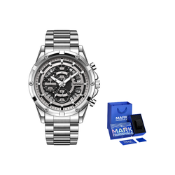 FAIRWHALE Driver Collection Quartz Movement Metal Strap Watch Men"s Watches Silver Dial