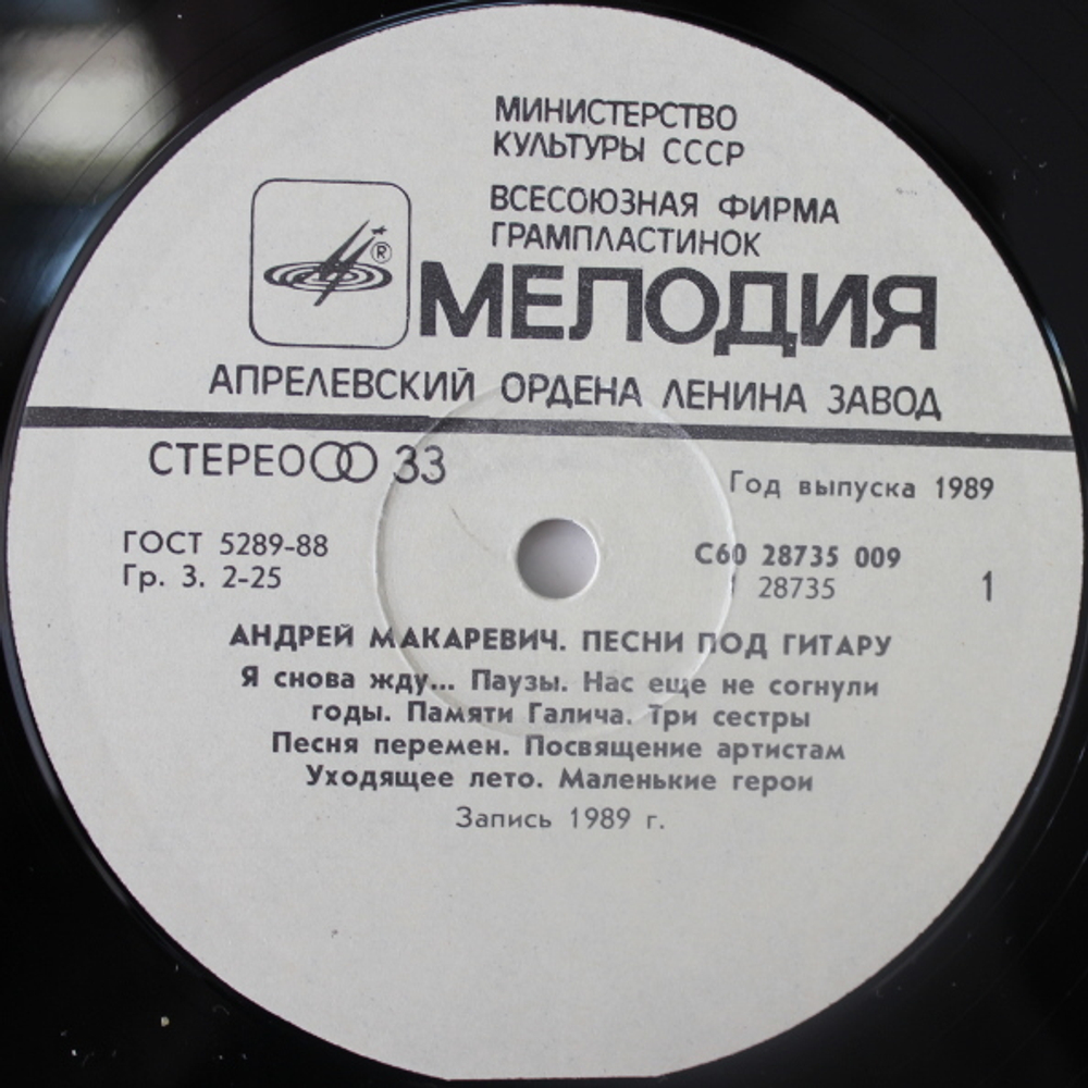 Андрей Макаревич / Песни Под Гитару (LP)