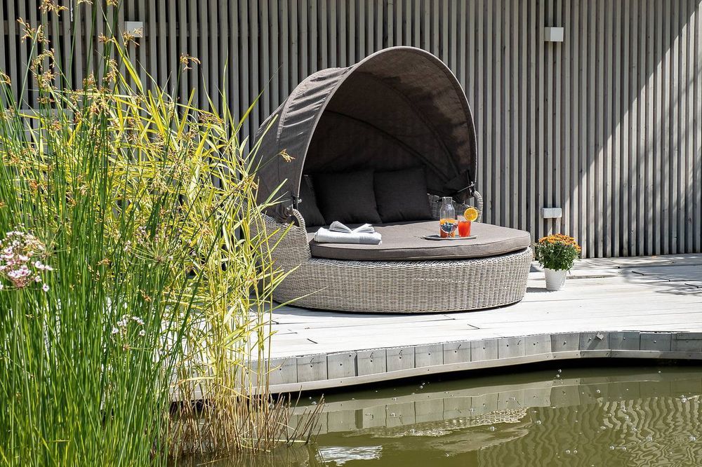 "Стильяно" плетеная кровать круглая, цвет бежевый