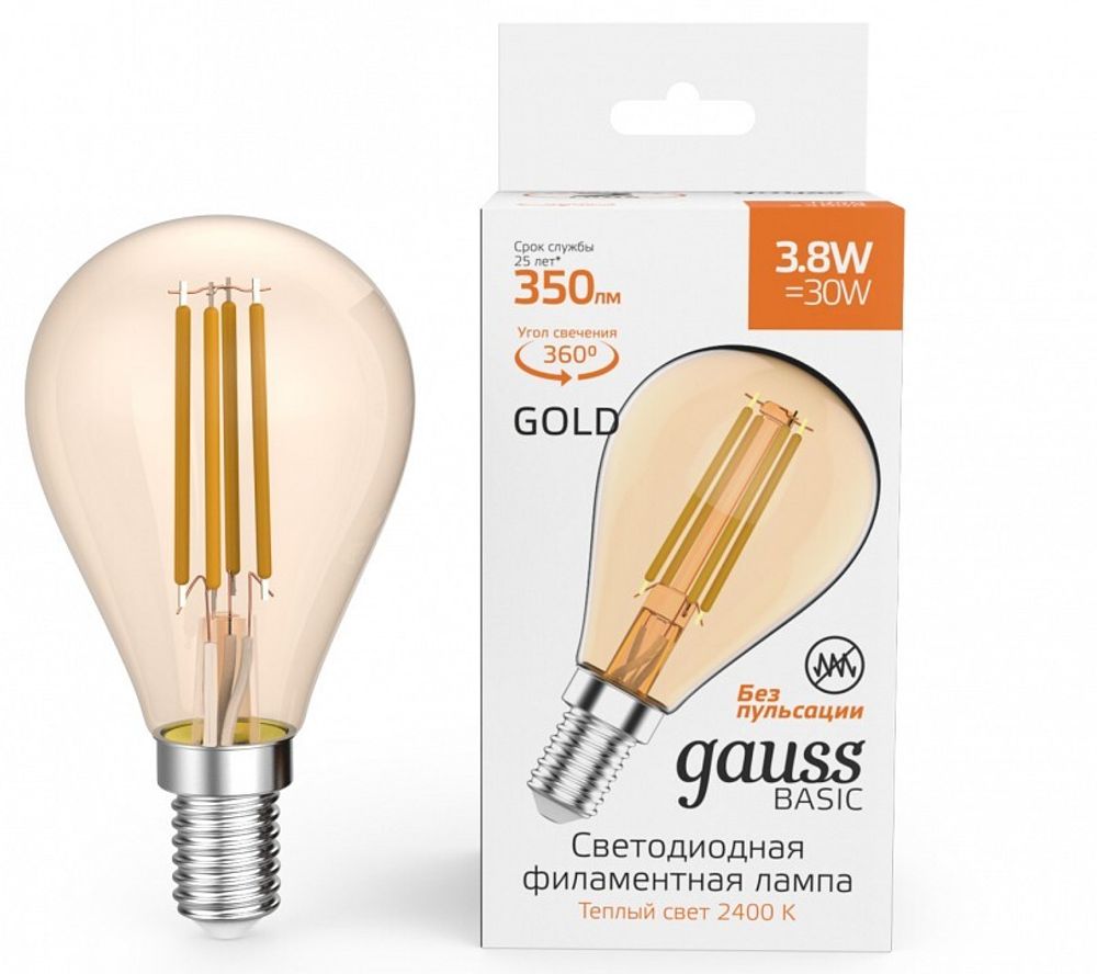 Лампа светодиодная Gauss  E14 3.8Вт 2400K 1057154