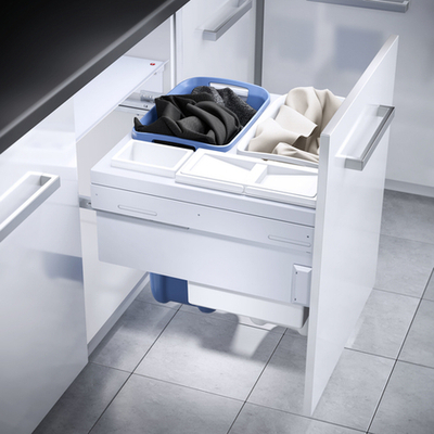 Hailo Система хранения белья LAUNDRY CARRIER 80 л, выдвижной фасад 600 мм, белый/синий