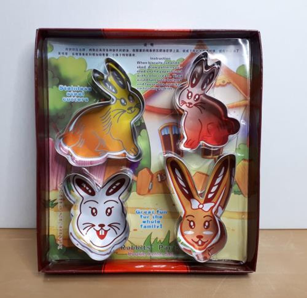 Вырубка Зайцы &quot;Kuki-fun&quot; 4шт в коробке, металл